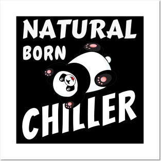 Natural born chiller - Cute sliding panda Posters and Art